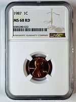 Obverse of encapsulated coin with NGC label showing year, denomination, grade, and cert number