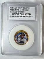Front of WCG slab showing Willie Mays colorized obverse and grading label