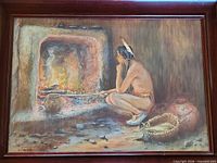 Full view of the framed painting and subject matter