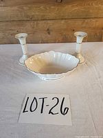 Full set: bowl centered, two candlesticks behind
