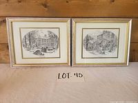 Front overview showing both framed prints with lot number