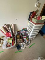 Overall lot with drawers, paper rolls, bins