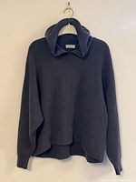 Front view of grey cashmere hoodie sweater