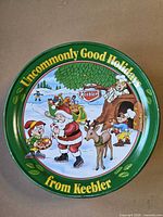 Top view showing Keebler Christmas illustration and text
