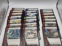 Three columns of stacked Marvel Vs. System cards, showing quantity and general condition