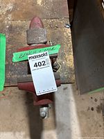 Top view of red Wilton 440 vise mounted on wooden bench