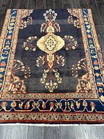 Full rug top view showing design and colours