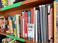 Shelf section showing variety of book spines