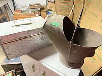 Toolbox and coal hod side by side showing overall form