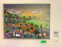 Felipe Benitez painting showing village procession, signature visible