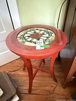 Full view of round stained glass top side table