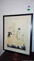 Full view of framed fashion illustration art print