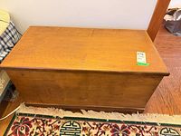 top view of wood blanket chest showing flat lid and finish