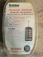 Front of Bulldog Security 2010MC remote vehicle alarm system packaging