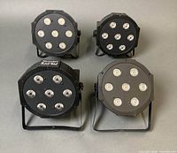 Front view of four LED PAR lights showing LED arrangements