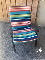 Patio chair with striped cushion