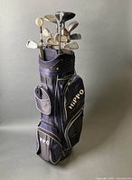 Full view of golf bag loaded with clubs