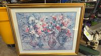 Front view of framed Hibel floral print