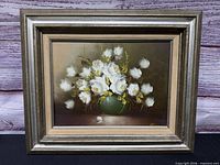 Frontal view of framed oil painting showing complete artwork and frame