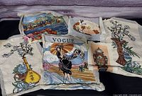 All six needlepoint panels arranged