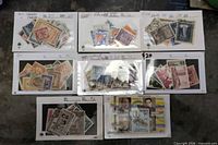 All eight stock cards displayed with assorted Dominican Republic and Colombia stamps