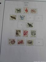 Album page titled Animals 1980-85 with thirteen mounted Iceland stamps
