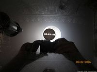 Close-up of Alessi stamp on platter surface