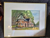 Full view of framed watercolour painting