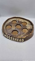 Top view of tray showing six cork recesses and Moosehead logo