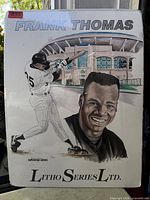 Front view of Frank Thomas Superstar Series lithograph print showing artwork and text