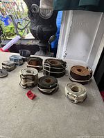 Top view of all ten rolled belts
