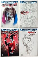All four Harley Quinn #1 variant comics bagged and boarded