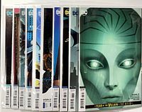 Front view of all ten bagged Batgirl variant issues #28-37