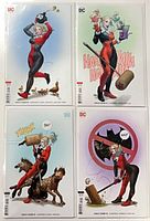 Front view of all four Harley Quinn variant comics issues 50-53 in protective sleeves