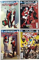 Group shot of all four Harley Quinn issues showing covers