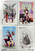 All four Harley Quinn variant comics laid out
