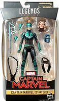 Front view of sealed Captain Marvel figure and accessories in box
