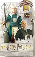 Front view of unopened Draco Malfoy Quidditch action figure in packaging showing figure, broom, and series branding