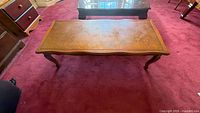 Top view of coffee table showing surface wear
