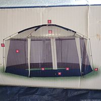 Box image showing assembled Wenzel Ontario screen gazebo tent