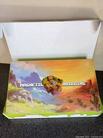 Front of boxed magnetic building block set