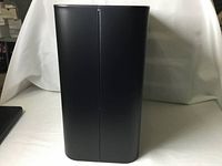 Front view of matte black metal rectangular trash can