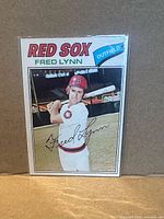 Front of 1977 O-Pee-Chee Fred Lynn card in sleeve