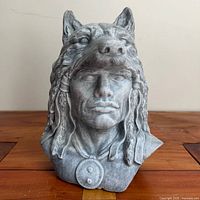 Front view of stone bust