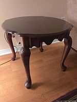 Full view of mahogany-stained end table