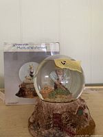 Musical water globe in front of original box