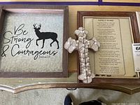 Joshua 1:9 deer print, Safely Home poem and driftwood cross