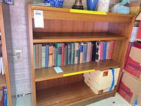 Front view of bookcase with two shelves and three levels
