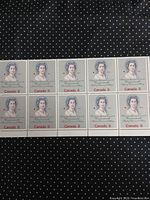 Full sheet of ten 8¢ Queen Elizabeth II stamps, horizontal layout