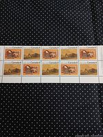 Front of pane showing ten stamps